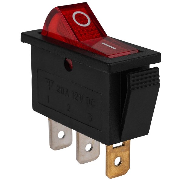 Main product image for SPST Large Rocker Switch w/Red Illumination 12 VDC 060-700